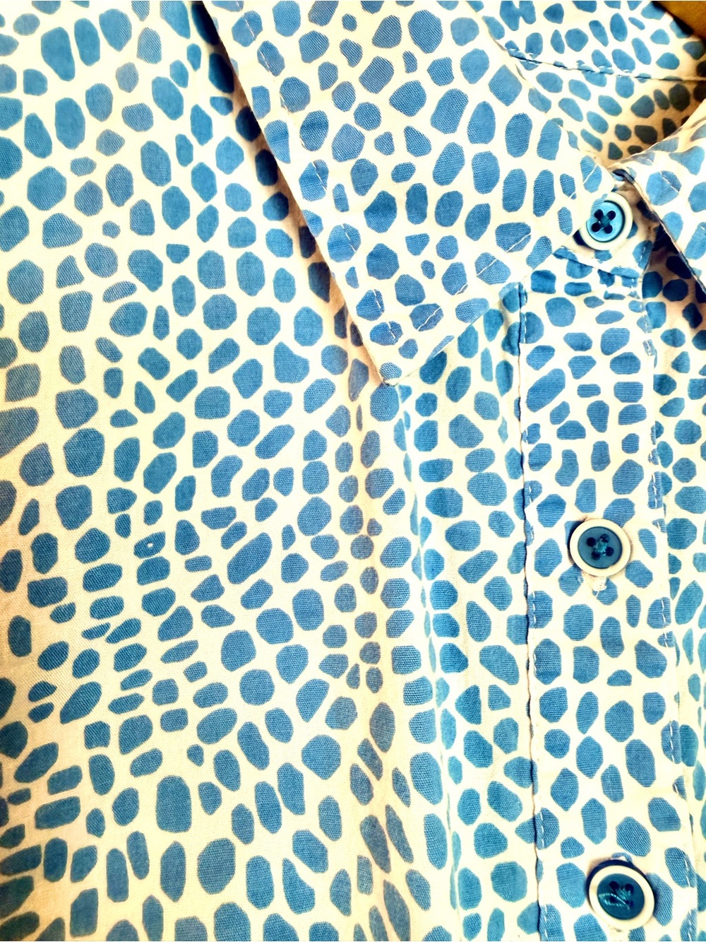 Cotton Stretch Shirt, Blue Mosaic Pattern